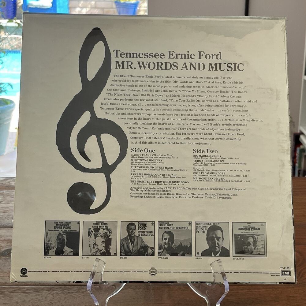 Tennessee Ernie Ford Mr. Words And Music Vinyl LP 1972 Capitol ST-11001 - Picture 2 of 2